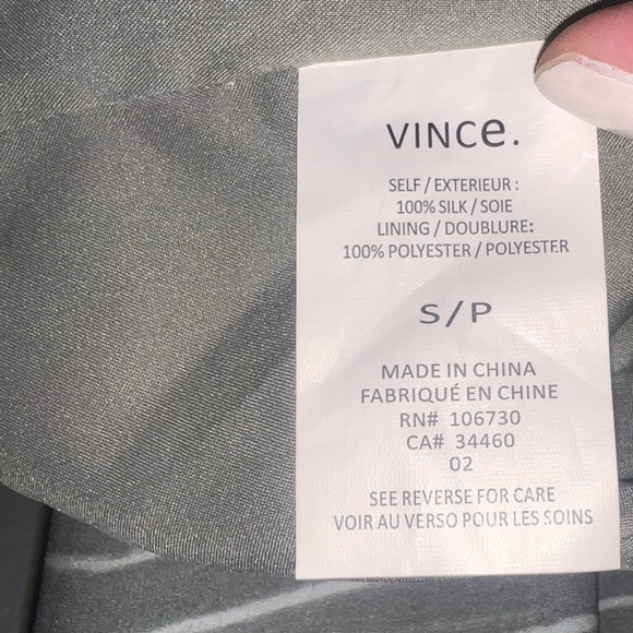 EUC Vince 100% Silk Green White Striped Lined Tank Small Lightweight - Picture 6 of 7